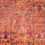 7'1"x10'7" Orange Teracotta Wool & Silk Hand-Knotted Rug