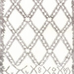 4’2”x6’1” Contemporary White Moroccan Wool Hand-Knotted Rug