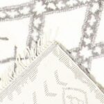 4’2”x6’1” Contemporary White Moroccan Wool Hand-Knotted Rug - Image 4