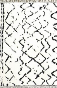4’x6’2” Contemporary Ivory Moroccan Wool Hand-Knotted Rug