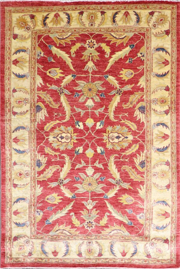 5'9"x8'2" Decorative Red Kashan Wool Hand-Knotted Rug - Direct Rug Import | Rugs in Chicago, Indiana,South Bend,Granger