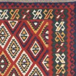 5’3”x7’ Persian Kilim Red Wool Hand-Knotted Rug - Direct Rug Import | Rugs in Chicago, Indiana,South Bend,Granger