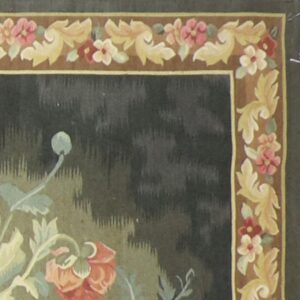 3’6”x5’2” Green Wool Hand-Knotted Tapestry