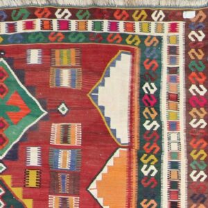 5’x9’8” Persian Kilim Red Wool Hand-Knotted Runner