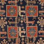 4’6”x7’ Tribal Persian Antique Blue Wool Hand-Knotted Rug - Image 2