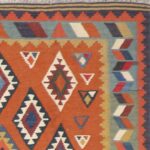 5’8”x8’1” Persian Kilim Orange Wool Hand-Knotted Rug - Image 3
