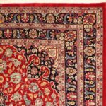 6’9”x10’ Traditional Navy and Red Wool Hand-Knotted Rug - Image 3