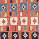 5’8”x7’11” Persian Kilim Orange-Red Wool Hand-Knotted Rug - Image 3
