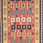 5’8”x7’11” Persian Kilim Orange-Red Wool Hand-Knotted Rug