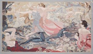 4’11”x8’1” Dancing in The Paradise Gray Wool Hand-Knotted Tapestry