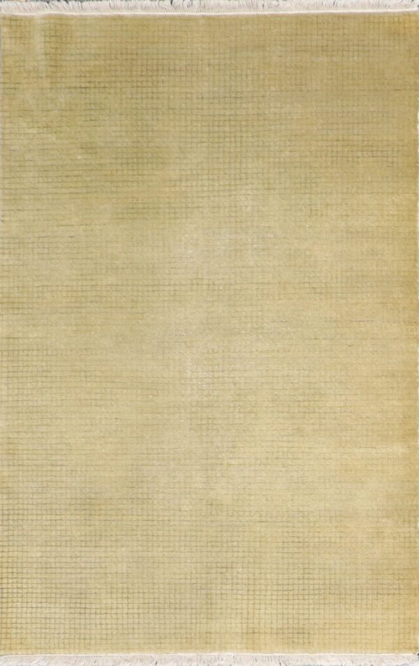 4’x5’11” Contemporary Tan Wool & Silk Hand-Knotted Rug - Direct Rug Import | Rugs in Chicago, Indiana,South Bend,Granger