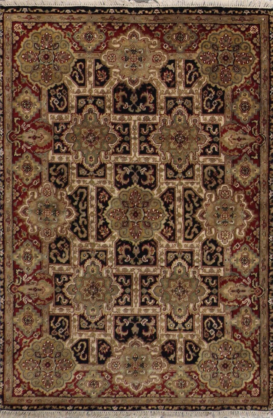 4’x6’2” Traditional Black, Red Wool Hand-Knotted Rug - Direct Rug Import | Rugs in Chicago, Indiana,South Bend,Granger