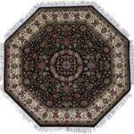 6’1”x6’1” Traditional Tabriz Black Wool Hand-Knotted Rug