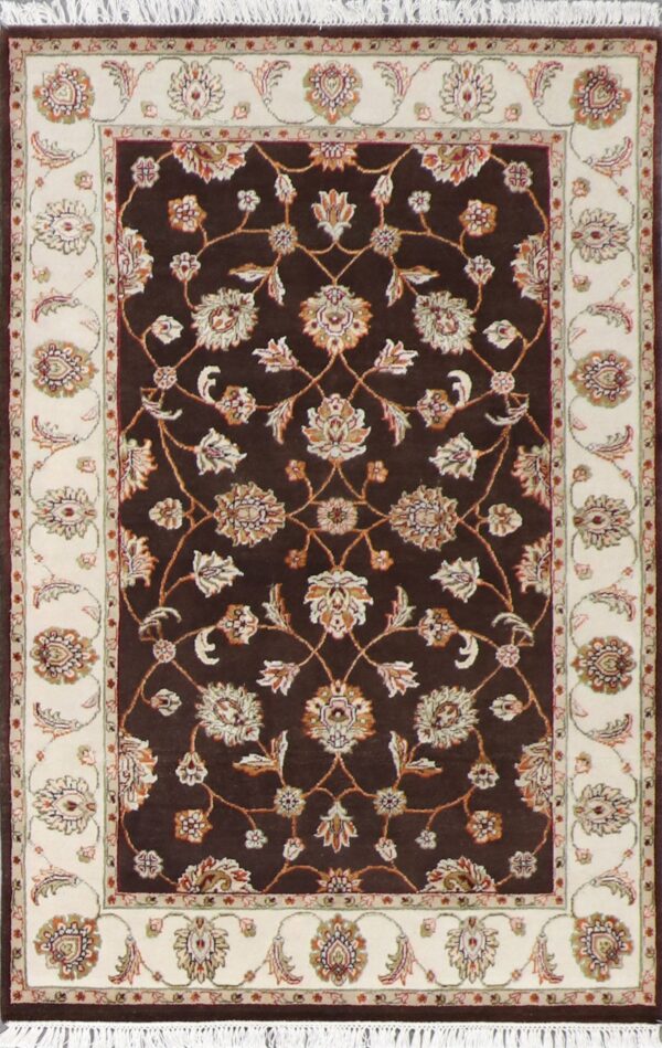 4'x6'2" Decorative Brown Wool & Silk Hand-Knotted Rug - Direct Rug Import | Rugs in Chicago, Indiana,South Bend,Granger