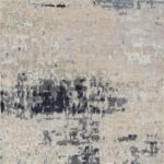 4’x11’10” Contemporary Tan&Gray & Blue Wool & Silk Hand-Knotted Rug - Direct Rug Import | Rugs in Chicago, Indiana,South Bend,Granger