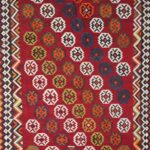 5’6”x8’10” Persian Kilim Red Wool Hand-Knotted Rug
