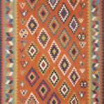 5’8”x8’1” Persian Kilim Orange Wool Hand-Knotted Rug
