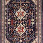 3’6”x5’ Persian Tabriz Navy Wool Hand-Knotted Rug