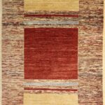 5’7”x7’7” Contemporary Tan Wool Hand-Knotted Rug