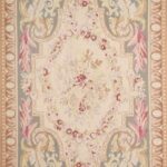 6’1”x9’3”Aubusson Tan Wool Hand-Knotted Rug