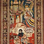 4’4”x7’10” Tribal Persian Antique Ivory Wool Hand-Knotted Rug
