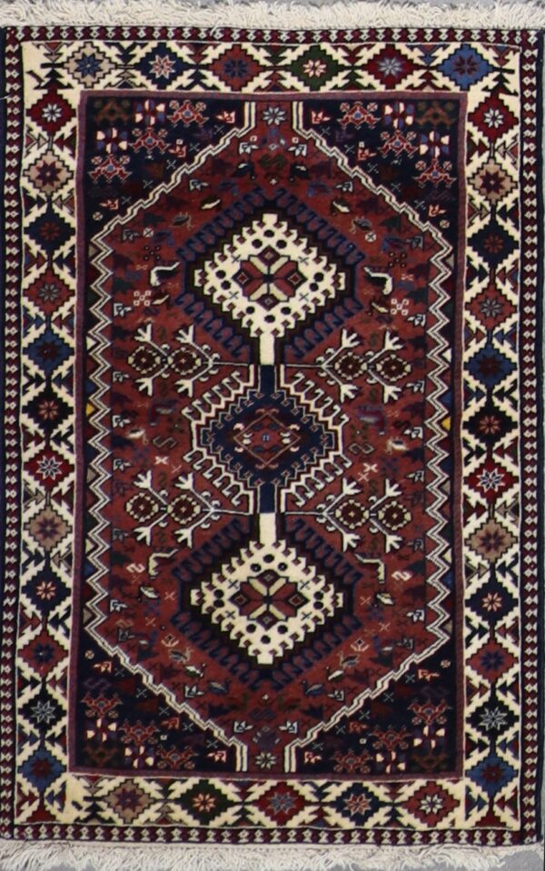 2’8”x4’3” Traditional Persian Brown & Ivory Wool Hand-Knotted Rug - Direct Rug Import | Rugs in Chicago, Indiana,South Bend,Granger