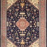 6’11”x9’11” Traditional Blue Wool Hand-Knotted Rug