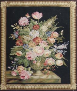 3’x4’2” Aubusson Black Wool Hand-Knotted Tapestry