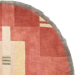 4’1”x4’1” Contemporary Orange Tibetan Wool Hand-Knotted Rug - Image 2
