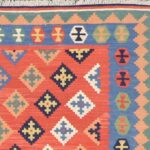 4’1”x5’9” Persian Kilim Orange Wool Hand-Knotted Rug - Direct Rug Import | Rugs in Chicago, Indiana,South Bend,Granger