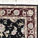 2’5”x8’ Traditional Black Tabriz Wool & Silk Hand-Knotted Runner - Image 3