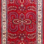 4’3”x6’8” Traditional Persian Red Wool Hand-Knotted Rug