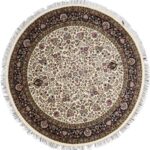 6’x6’ Traditional Ivory Tabriz Wool Hand-Knotted Rug