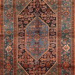 4’x6’9” Tribal Persian Antique Navy Wool Hand-Knotted Rug