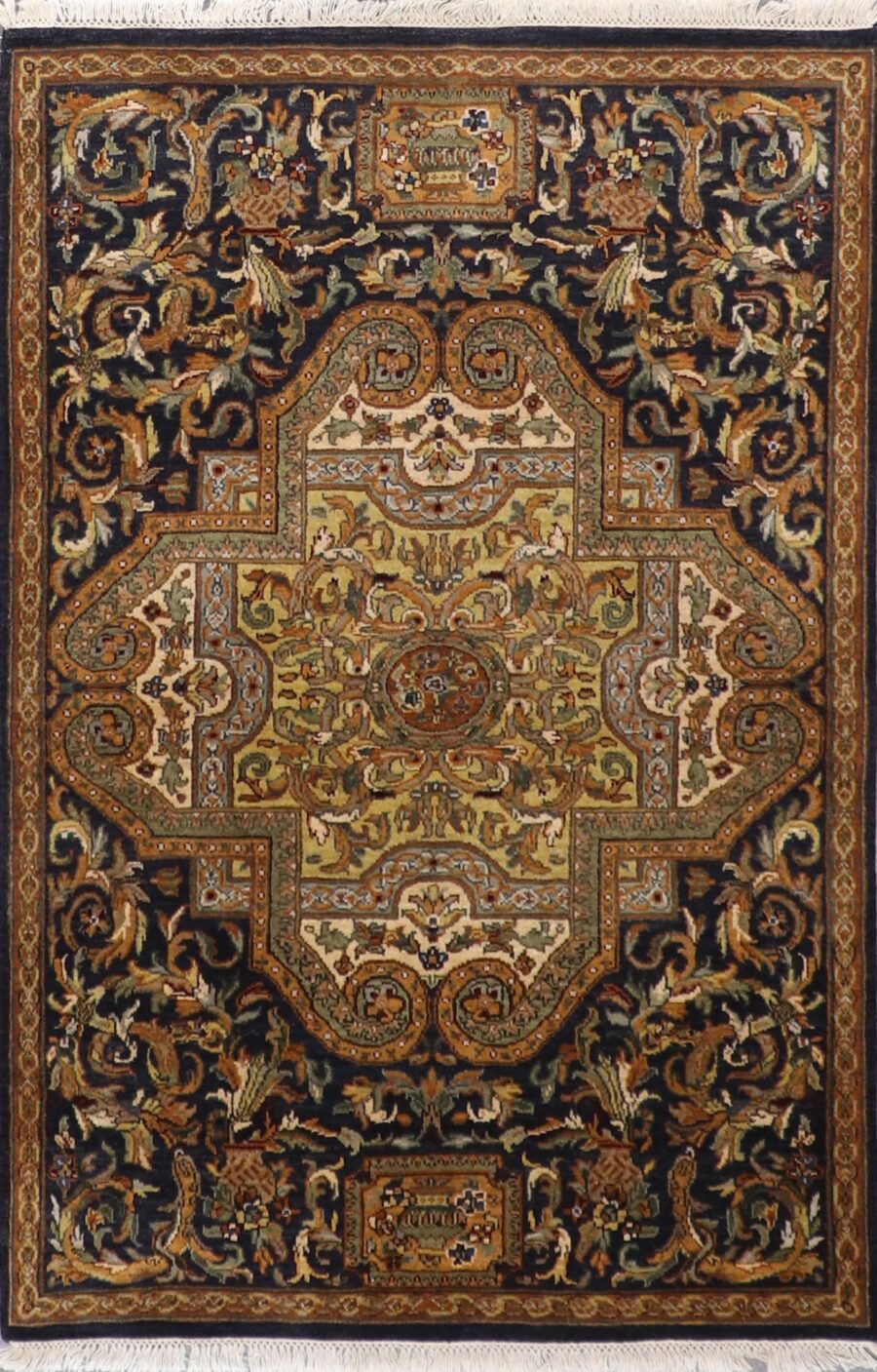 4’x6’1” Traditional Black Wool Hand-Knotted Rug - Direct Rug Import | Rugs in Chicago, Indiana,South Bend,Granger