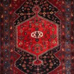 5’4”x8’5” Persian Shiraz Traditional Red Wool Hand-Knotted Rug