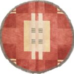4’1”x4’1” Contemporary Orange Tibetan Wool Hand-Knotted Rug