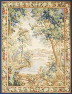 6’7”x8’3” Navy Wool Hand-Knotted Tapestry
