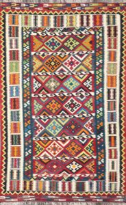 5’x8’ Persian Kilim Red Wool Hand-Knotted Rug