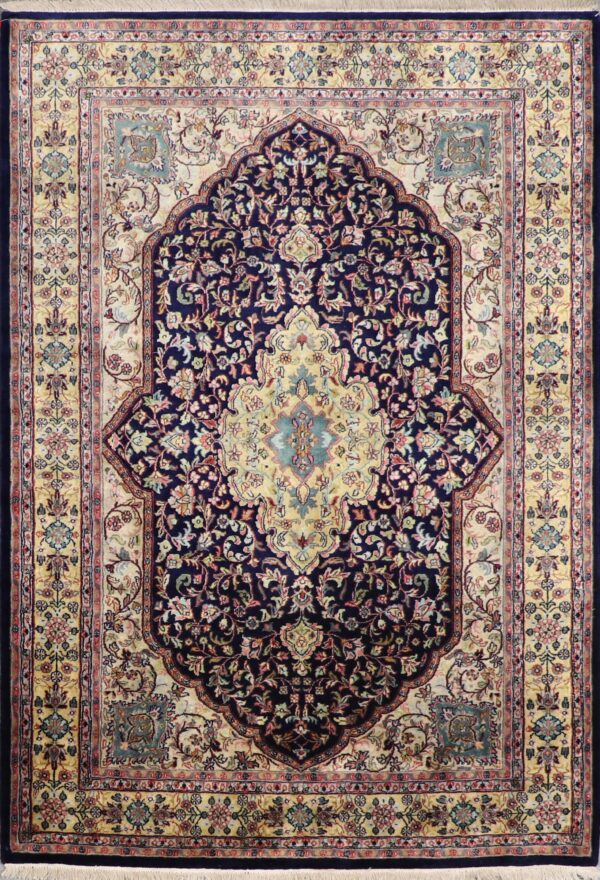 5'5"x9'9" Traditional Navy Tabriz Wool Hand-Knotted Rug - Direct Rug Import | Rugs in Chicago, Indiana,South Bend,Granger