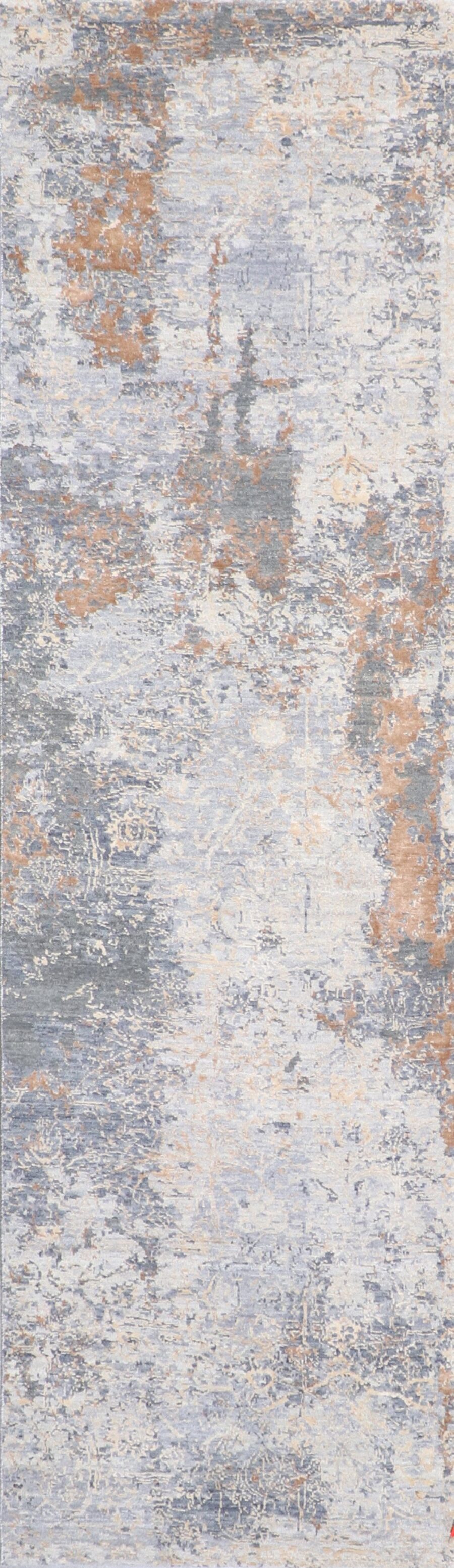 2’7”x10’ Transitional Gray Wool & Silk Hand-Knotted Rug - Direct Rug Import | Rugs in Chicago, Indiana,South Bend,Granger
