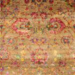 7’10”x9’8” Decorative Brown Wool & Silk Hand-Knotted Rug
