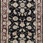 2’5”x8’ Traditional Black Tabriz Wool & Silk Hand-Knotted Runner