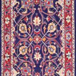 3’10”x13’9” Tribal Blue Persian Wool Hand-Knotted Rug
