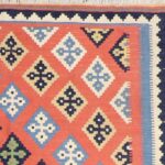 3’10”x5’9” Persian Kilim Orange Wool Hand-Knotted Rug - Image 2