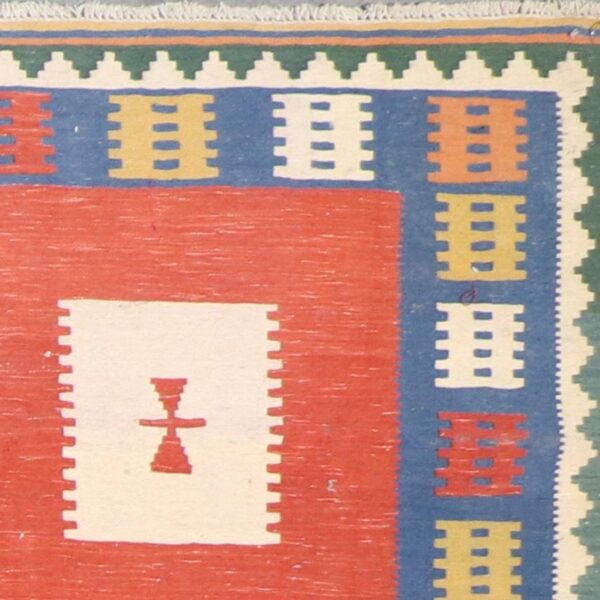 4’11”x6’8” Persian Kilim Orange Wool Hand-Knotted Rug - Direct Rug Import | Rugs in Chicago, Indiana,South Bend,Granger