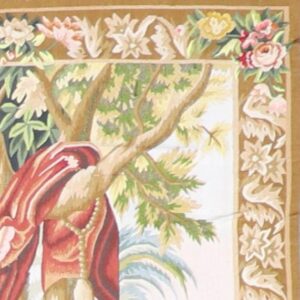 3’x5’ Floral Brown Wool Hand-Knotted Tapestry