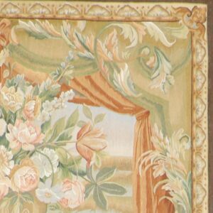 4’2”x5’3” Green Wool Hand-Knotted Tapestry