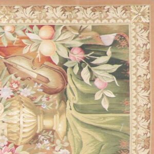 4’10”x5’2” Gold Wool Hand-Knotted Tapestry