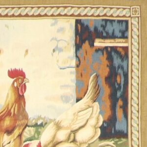 3’x4’ Brown & Gold Farm Wool Hand-Knotted Tapestry
